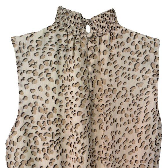 Express Animal Print Dress | Smocked, high neck, tiered flutter skirt | Size S - Picture 5 of 8
